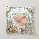 Forest Fable | Woodland Animals Newborn Gift Throw Pillow<br><div class="desc">FOREST FABLE Throw Pillow
Featuring our original hand-painted woodland-themed illustration</div>