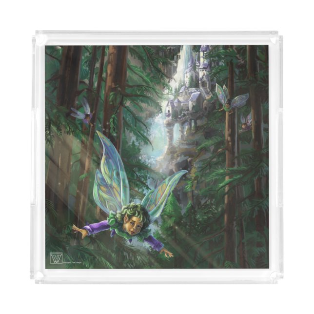 Forest Fairies and Waterfall Castle Acrylic Tray (Front)