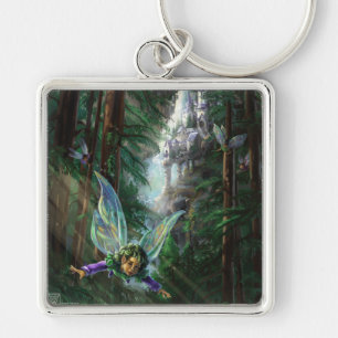 Forest Fairies and Waterfall Castle Keychain