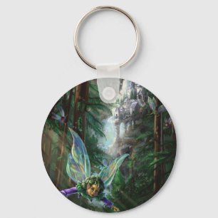 Forest Fairies and Waterfall Castle Keychain