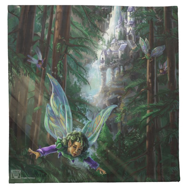 Forest Fairies and Waterfall Castle Napkin (Front)
