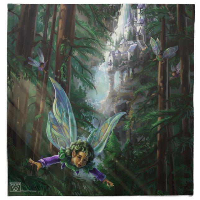 Forest Fairies and Waterfall Castle Napkin (Front)