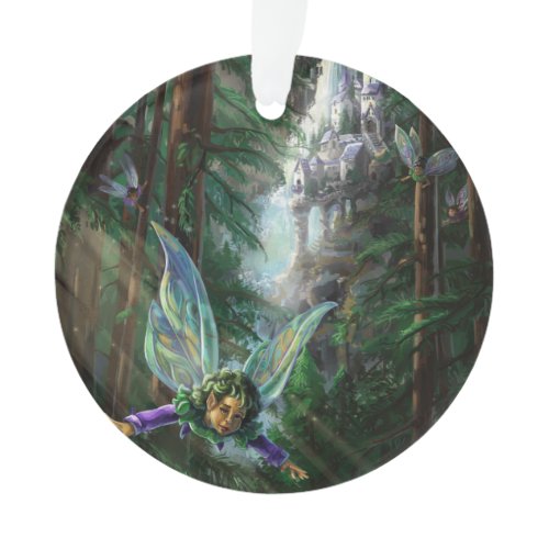 Forest Fairies and Waterfall Castle Ornament