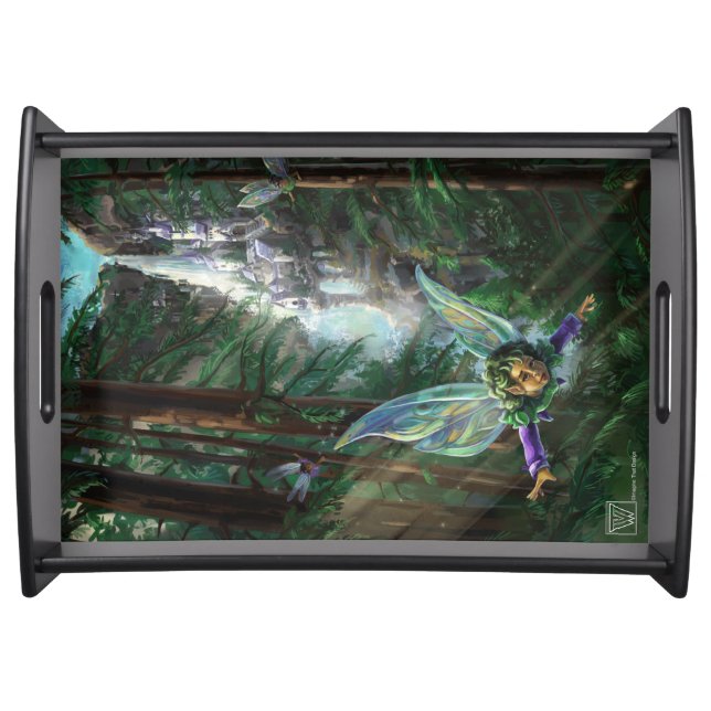 Forest Fairies and Waterfall Castle Serving Tray (Front)