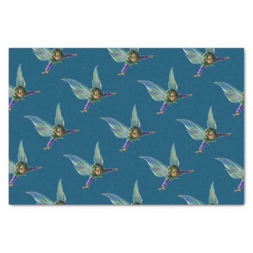 Forest Fairies Pattern on Blue Tissue Paper
