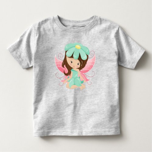 Forest Fairy Cute Fairy Brown Hair Flowers Toddler T_shirt