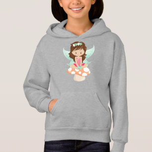 Forest Fairy, Cute Fairy, Brown Hair, Mushroom Hoodie