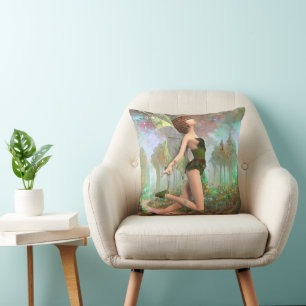Forest fairy throw pillow