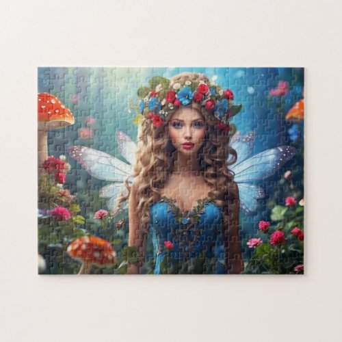 Forest Fairy With Flowers Jigsaw Puzzle
