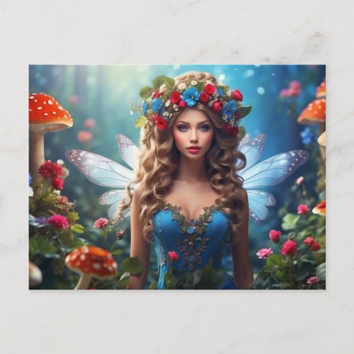 Forest Fairy With Flowers Postcard