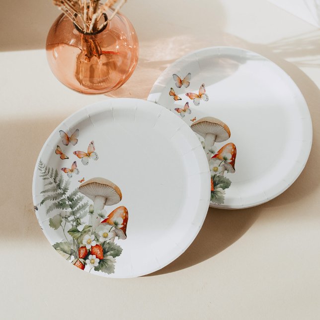 Forest fall little mushroom baby shower paper plates (Creator Uploaded)