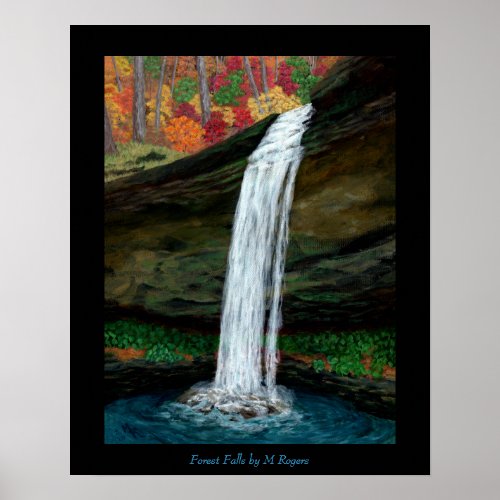 Forest Falls _ Appalachian Waterfall Painting Poster