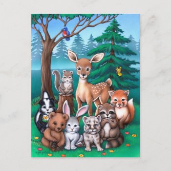 Forest Family Postcard by gailgastfield at Zazzle