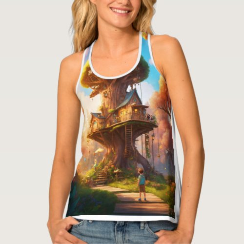 Forest Fantasies Where Treehouse Dreams Come to L Tank Top