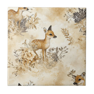 Forest Fawn Animal Pattern Ceramic Tile