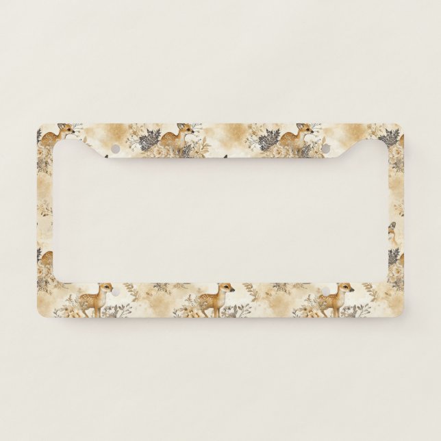 Forest Fawn Animal Pattern License Plate Frame (Front)