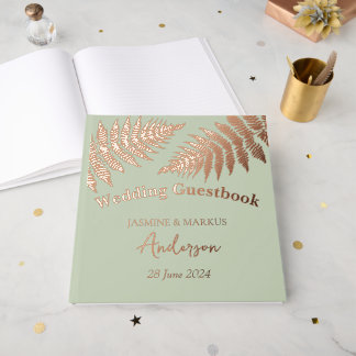 Forest  Ferns Outdoors Wedding Foil Guest Book