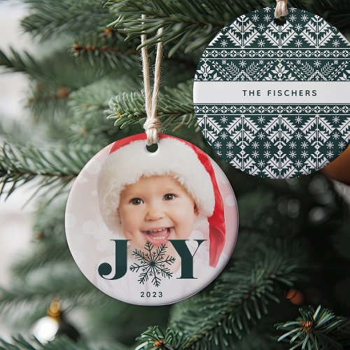 Forest  Festive Joy Holiday Photo Ceramic Ornament