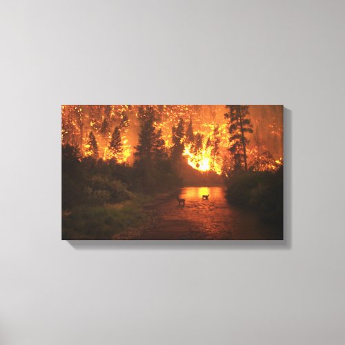 Forest Fire _Deer Canvas Print