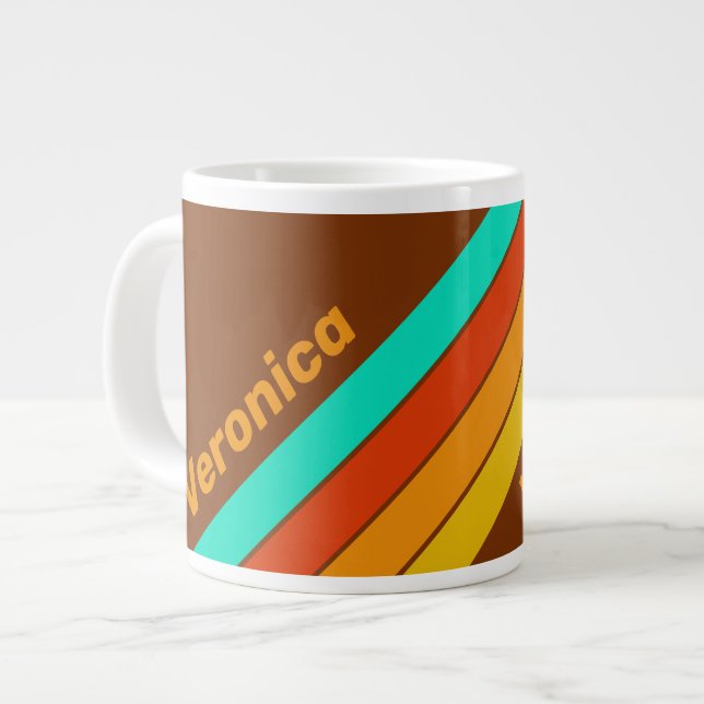 Forest Floor Fog Stripes with Name Giant Coffee Mug (Front Left)