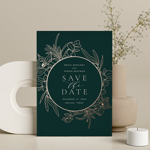 Forest  Floral Foil Save the Date Card