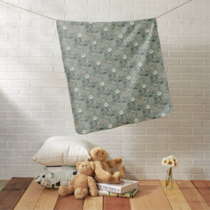 Forest Floral Sage Green Baby Blanket