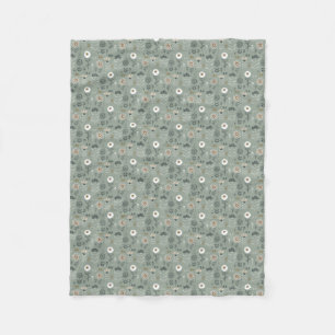 Forest Floral Sage Green Fleece Blanket