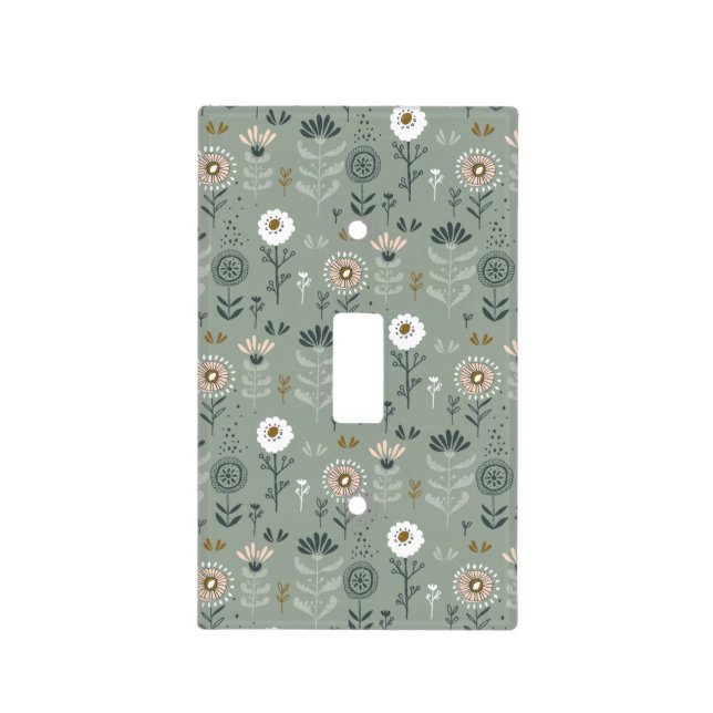 Forest Floral Sage Green Light Switch Cover (Front)