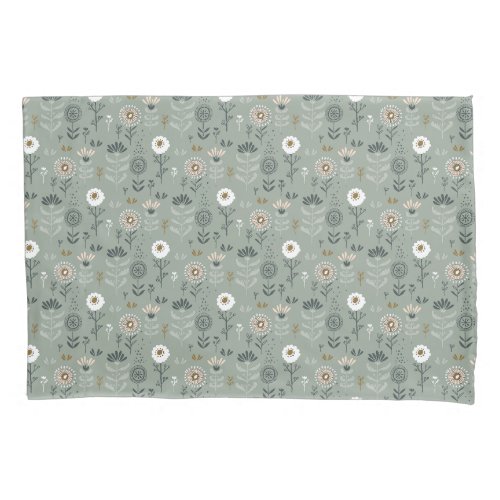 Forest Floral Sage Green Pillow Case