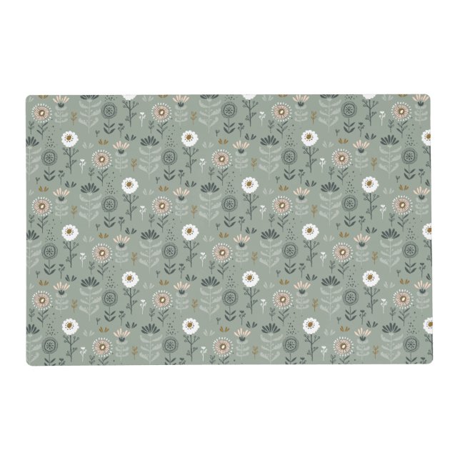 Forest Floral Sage Green Placemat (Front)