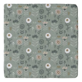 Forest Floral Sage Green Trivet
