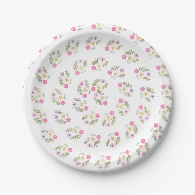 Forest Floral Tropical Botanical Baby Shower Party Paper Plates (Front)