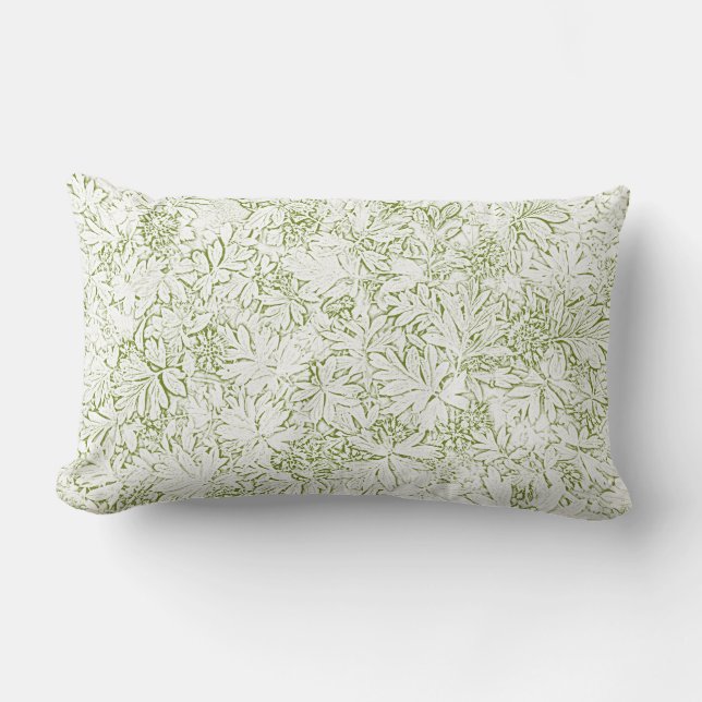 Forest Floral Two Tone Green White © Sandy Long Lumbar Pillow (Front)