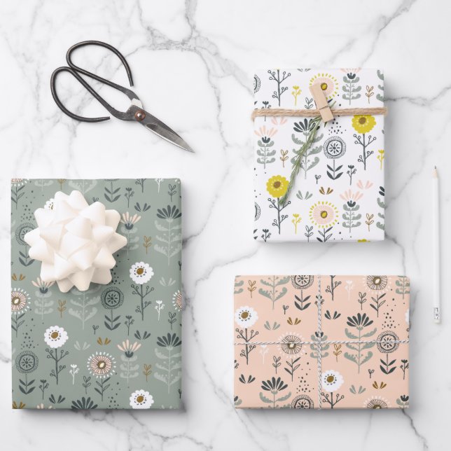 Forest Floral Wrapping Paper Sheets (Front)