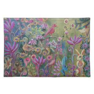 forest flower animal painting placemat