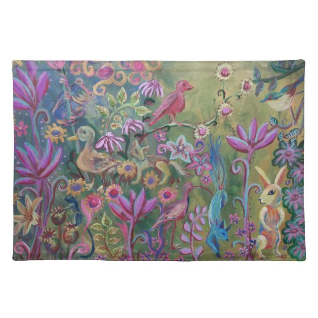forest flower animal painting  placemat (Front)