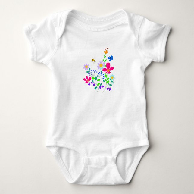 Forest flowers baby bodysuit (Front)
