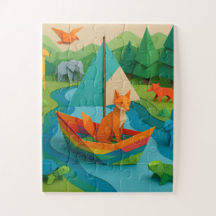 Forest Folded Animals – Colorful Origami Wildlife  Jigsaw Puzzle