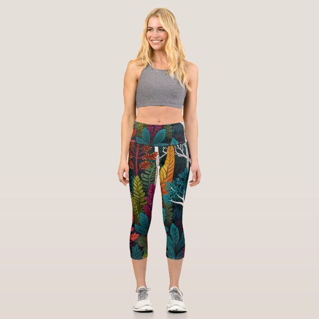 FOREST FOLIAGE CAPRI LEGGINGS (Front)