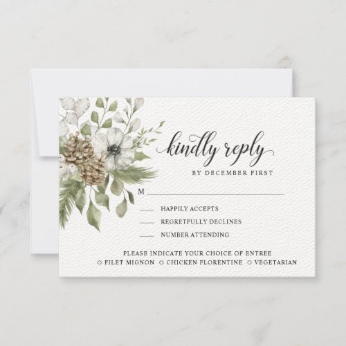 Forest Foliage  Kindly Reply  Meal Options RSVP Card