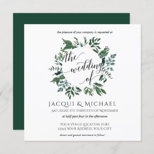Forest Foliage Leaves Wedding Watercolor Square Invitation