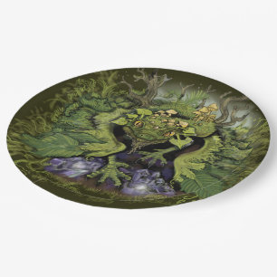 Forest Foliage Moss Dragon Paper Plates