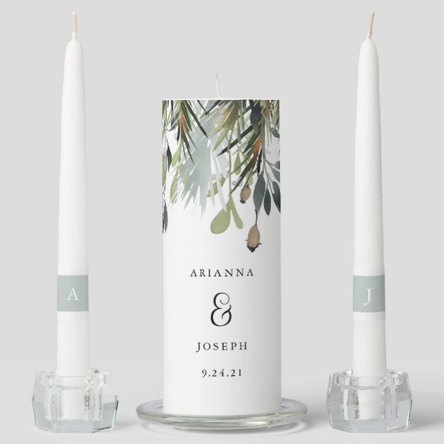 Forest Foliage | Wedding Unity Candle Set (Front)
