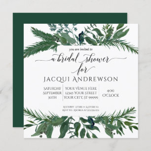 Forest Foliage Wreath Bridal Shower Square Invitation