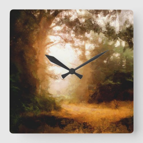 Forest for Ronja the robbers daughter Landscape Square Wall Clock