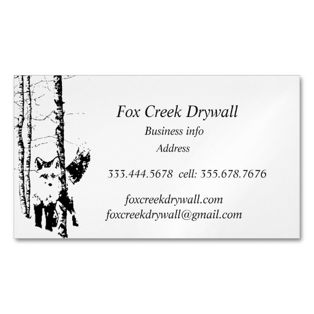 Forest Fox Creek Drywall Custom  Business Card Magnet (Front)