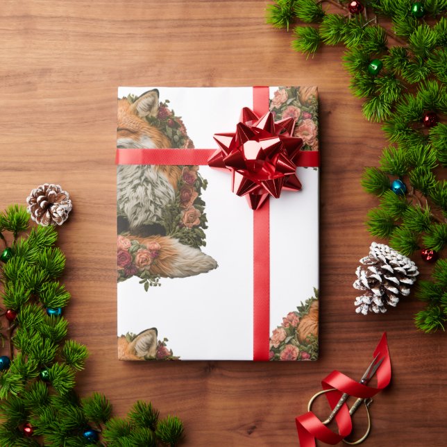 Forest Fox embroidered. Foxes are proof that natu  Wrapping Paper (Holiday Gift)