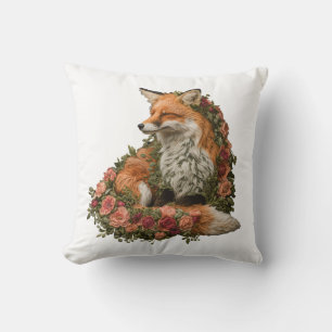 Forest Fox embroidered  Throw Pillow