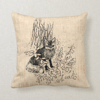 Forest Fox Illustrated Art Classic Style Throw Pillow