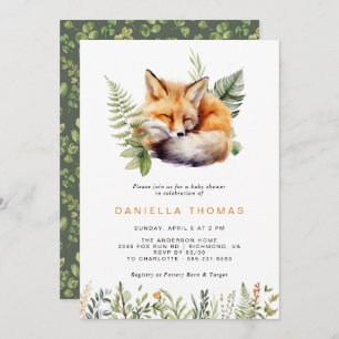 Forest Fox Modern Gender Neutral Baby Shower Invitation